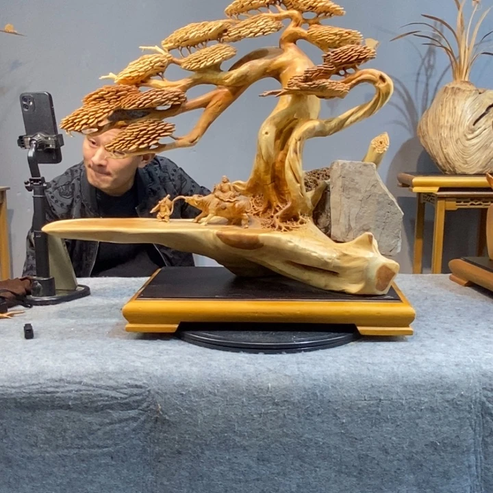 白****柏木木雕工艺品摆件