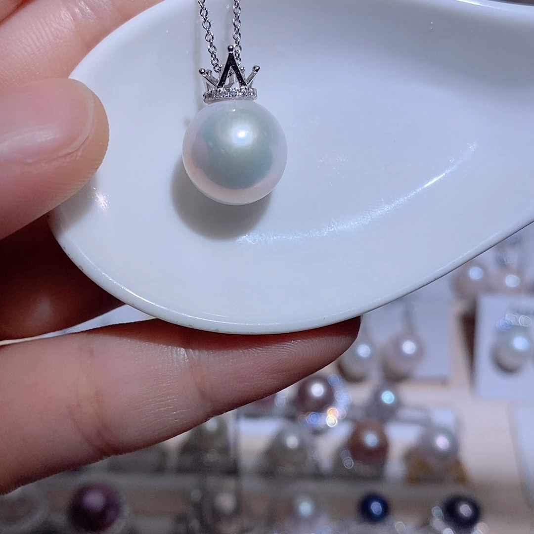 淡水珍珠银S925镶嵌吊坠(赠链)