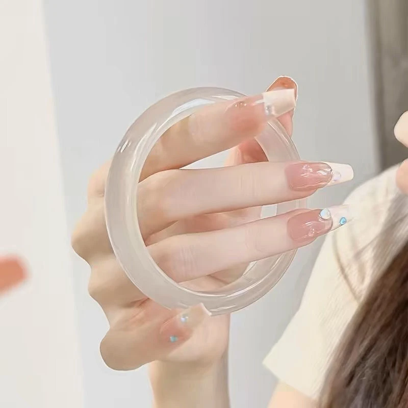 新中式荔枝月光白女生冰透玉镯