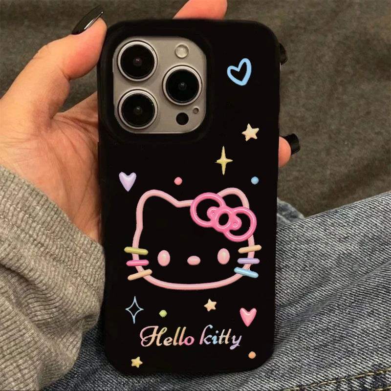 Lucky彩色果冻粉凯蒂适用苹果16/15pro手机壳华为vivo小米oppo套