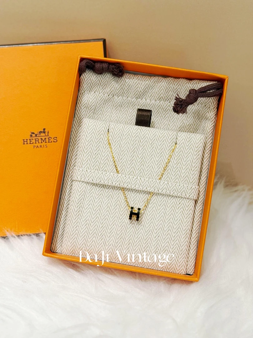 99新 Hermes/爱马仕 大吉中古/Hermes爱马仕minipopH黑金项链