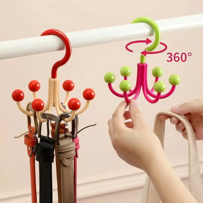 多功能六爪可旋转吊带收纳衣架创意圆球衣柜专用挂钩家用防滑挂衣
