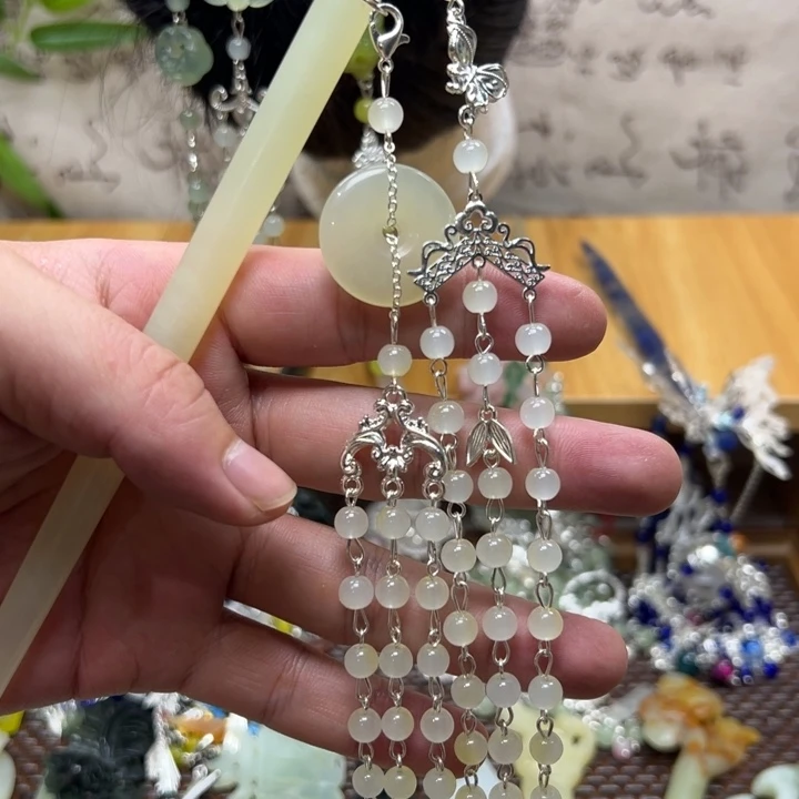 合金蛇纹石玉发饰