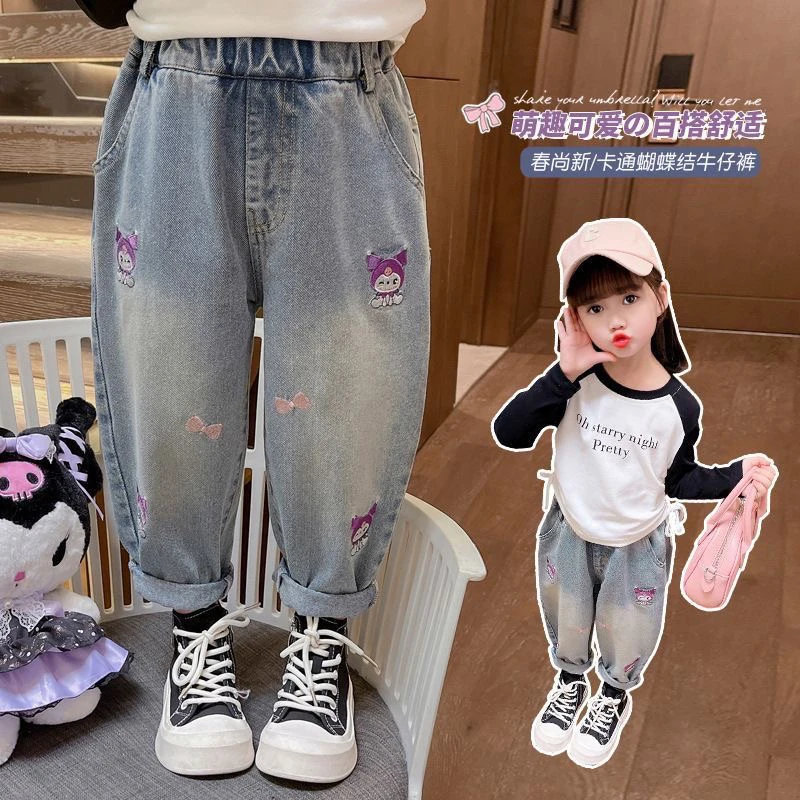 女童百搭2025春秋季牛仔裤新款中小童时髦外穿儿童男童春款裤子