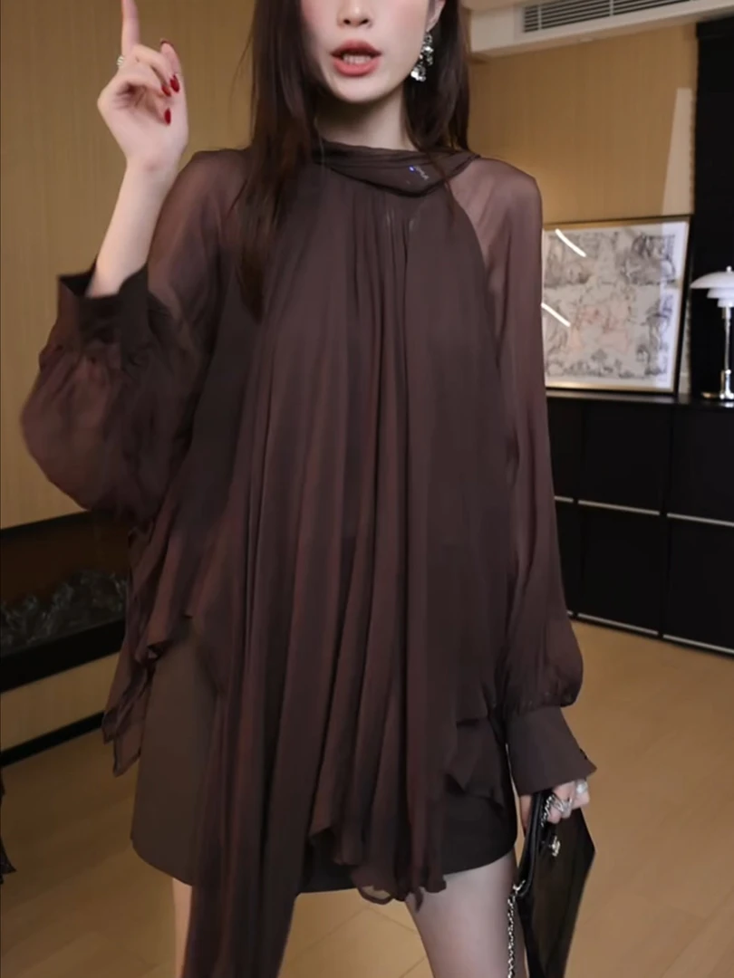 早秋新款设计感小众时尚气质减龄长袖上衣女浪漫荷叶边法式衬衫潮