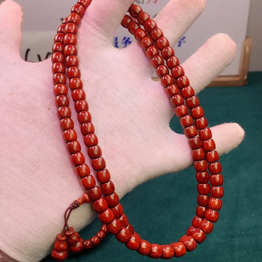 小叶紫檀手串/手链78直切超顶泥精工108颗原汁原味