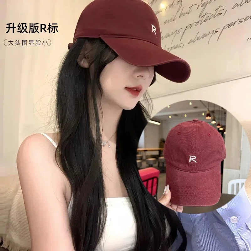 韩版春夏季新款简约R字母刺绣软顶棒球帽男女ins遮阳显脸小鸭舌帽