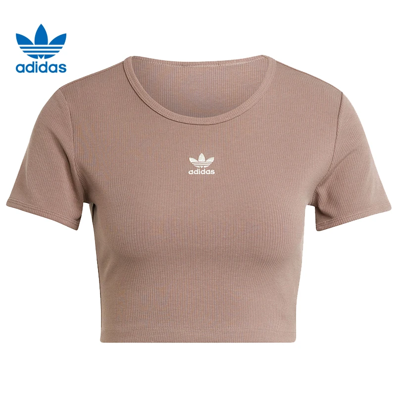 adidas阿迪女子ESS RIB TEE针织无领短T恤JC9030