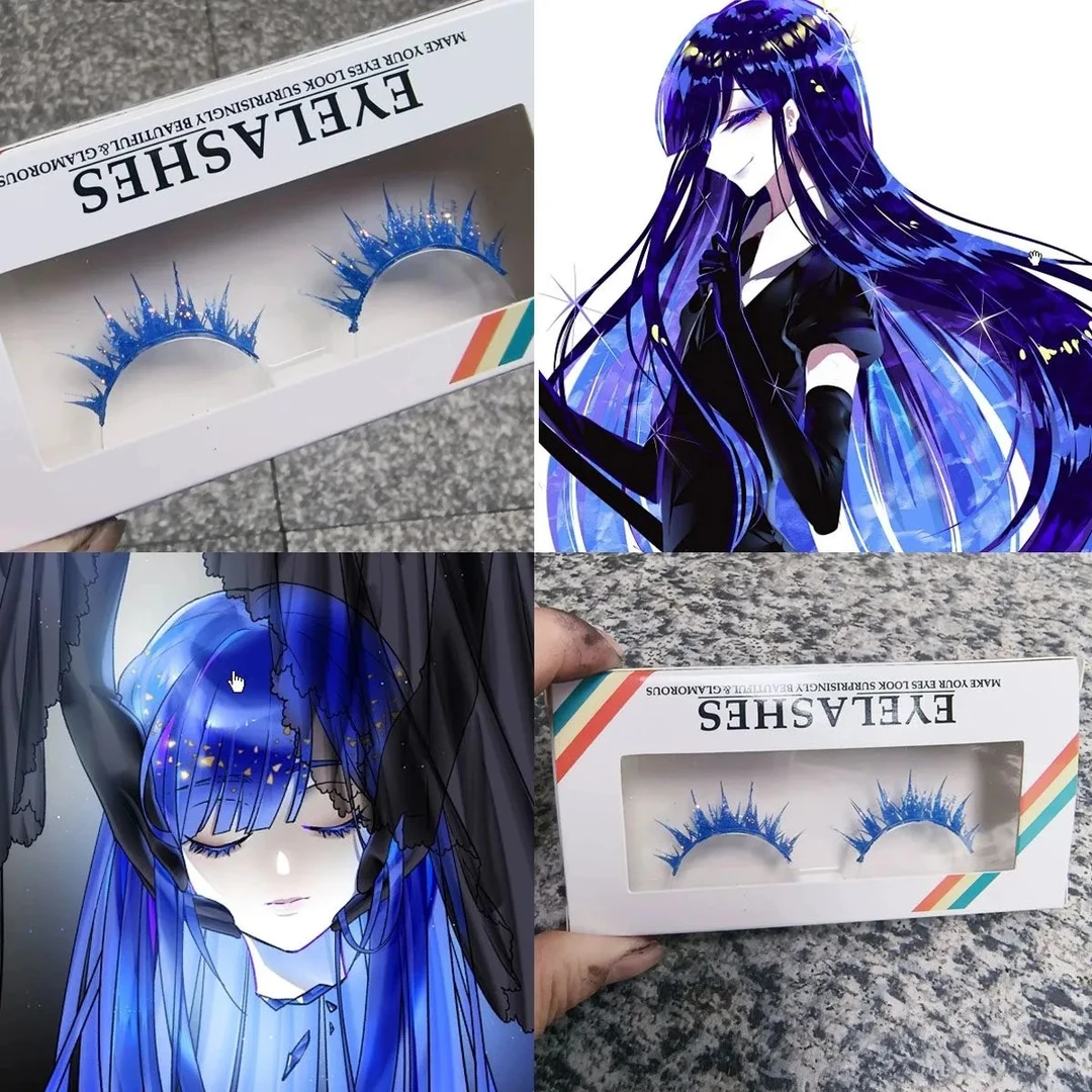 宝石之国假睫毛日系风动漫漫展睫毛舞台高级彩色二次元青金石cos