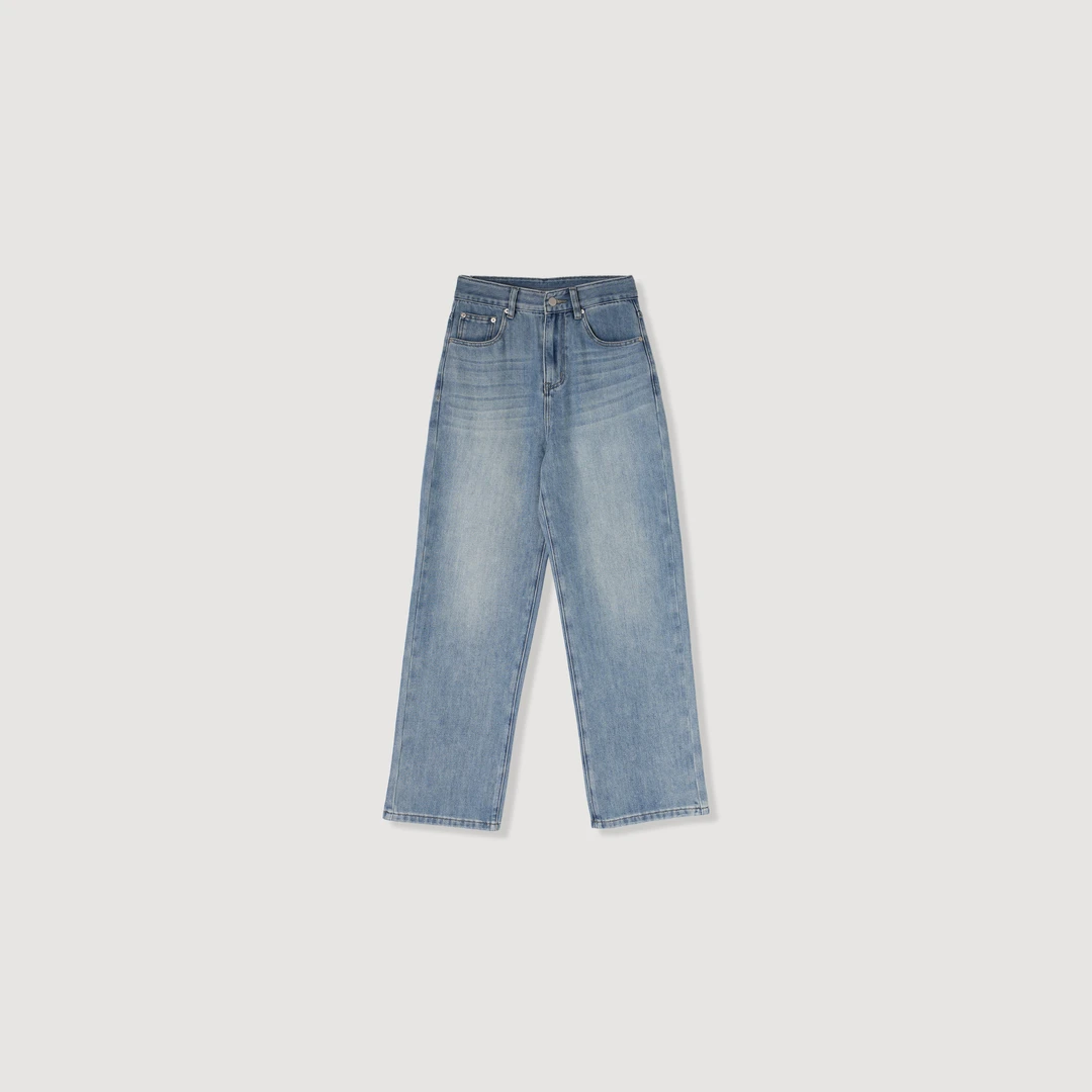 ins风做旧水洗直筒牛仔裤复古潮流宽松百搭休闲长裤A2169