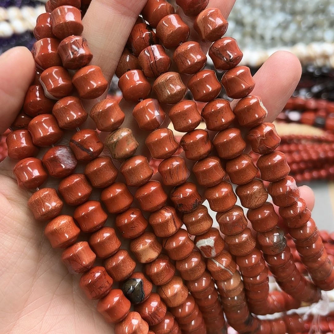 玛瑙/玉髓未镶嵌珠宝半成品卡十红石柱子一条