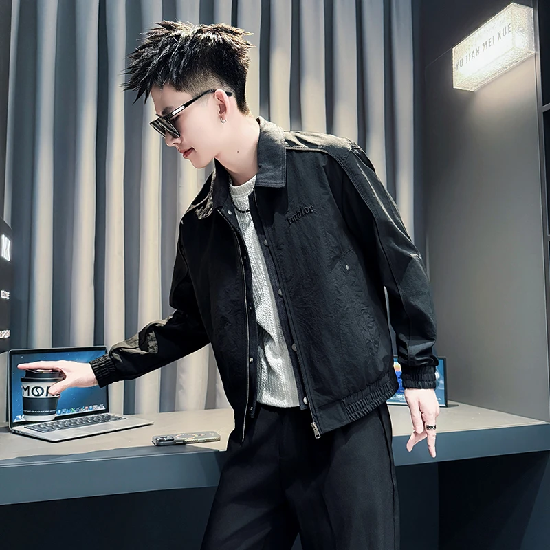 假两件牛仔拼接外套男款春秋新款贴布刺绣男生衣服高级感男装夹克