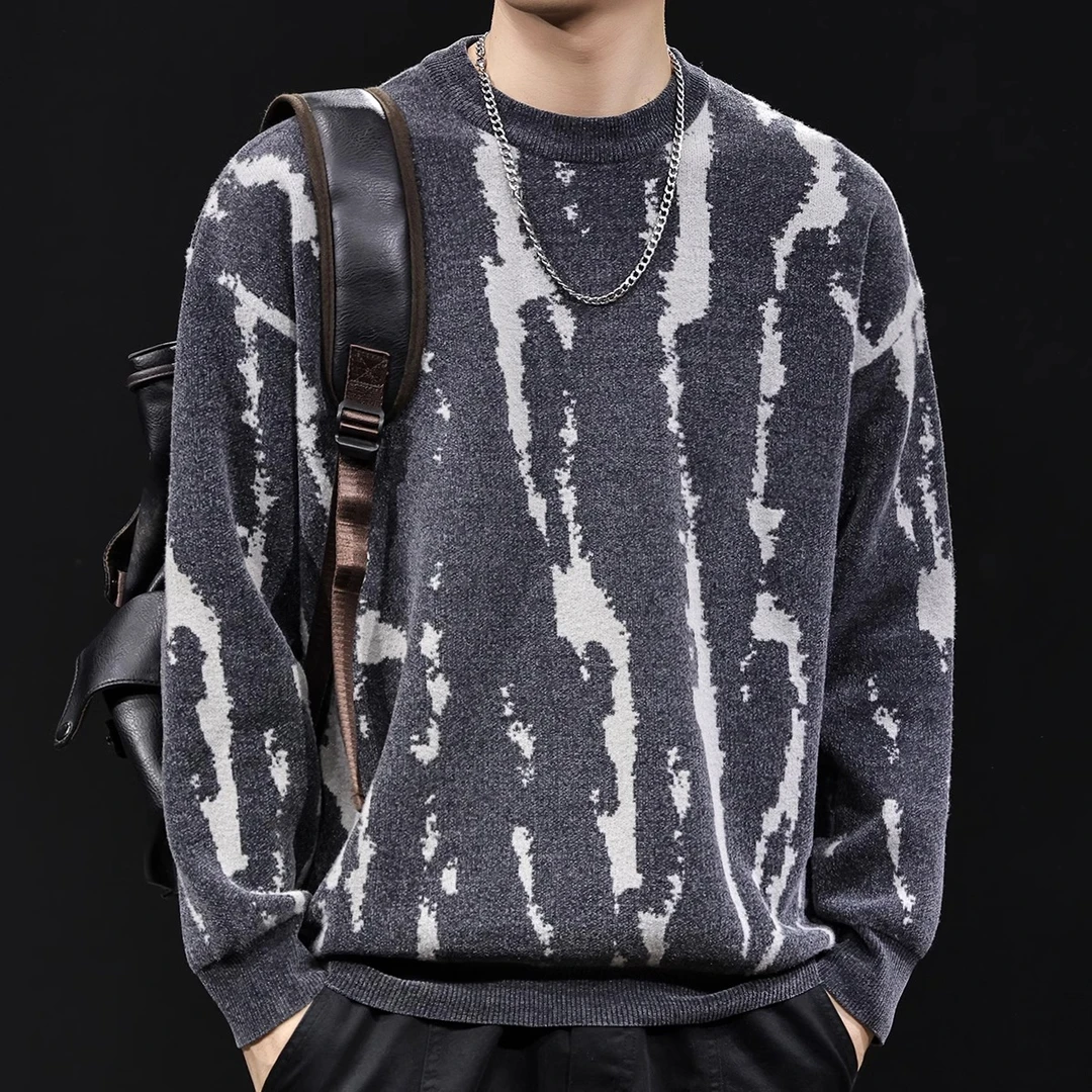 U&PURA冬季2025新款毛衣男厚款秋冬潮牌雪尼尔保暖打底美式高端潮