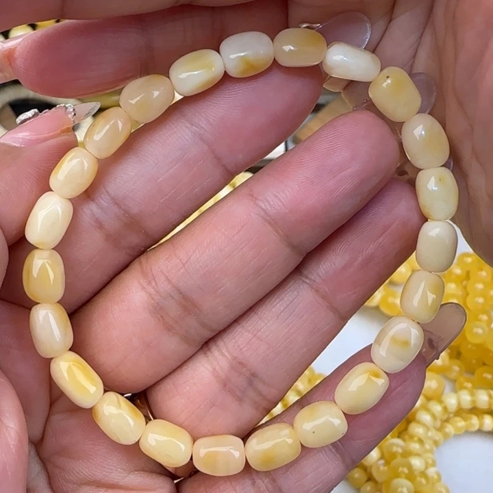 手链蜜蜡未镶嵌白花随型手串