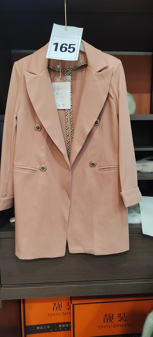 165大衣女装洋气纯色通勤穿外套外套西装领韩版短款常规秋季