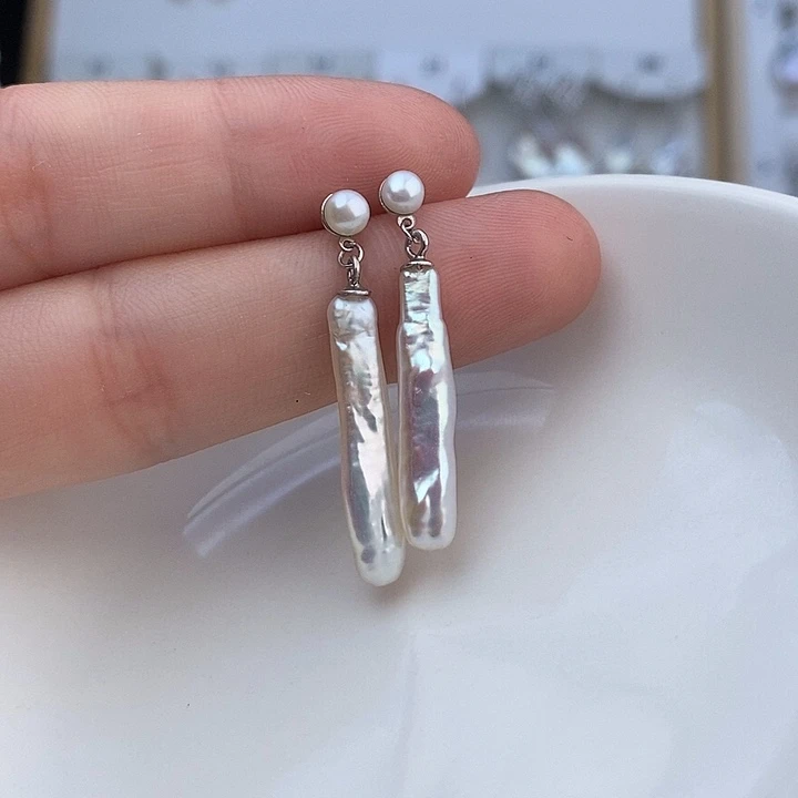 银S925镶嵌淡水珍珠耳钉47