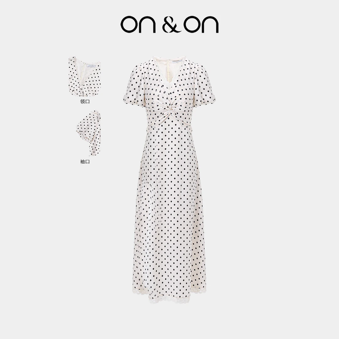 ON&ON/安乃安夏季新款法式复古气质波点连衣裙N5SA1642991