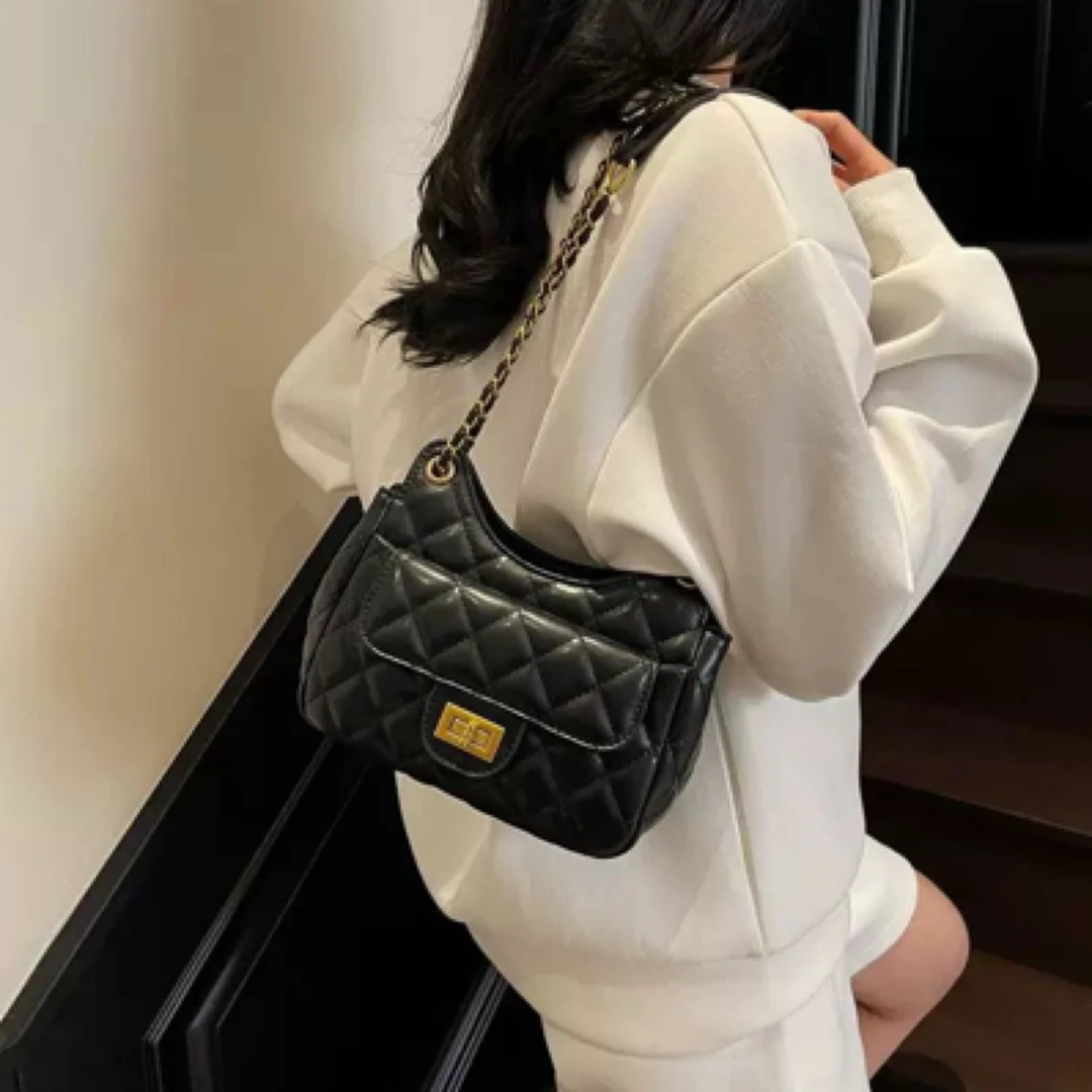 高级感菱格腋下小包包女2025新款潮时尚通勤链条包单肩质感斜挎包