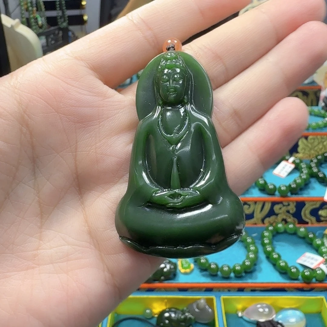 颈饰未镶嵌和田玉（碧玉）观音