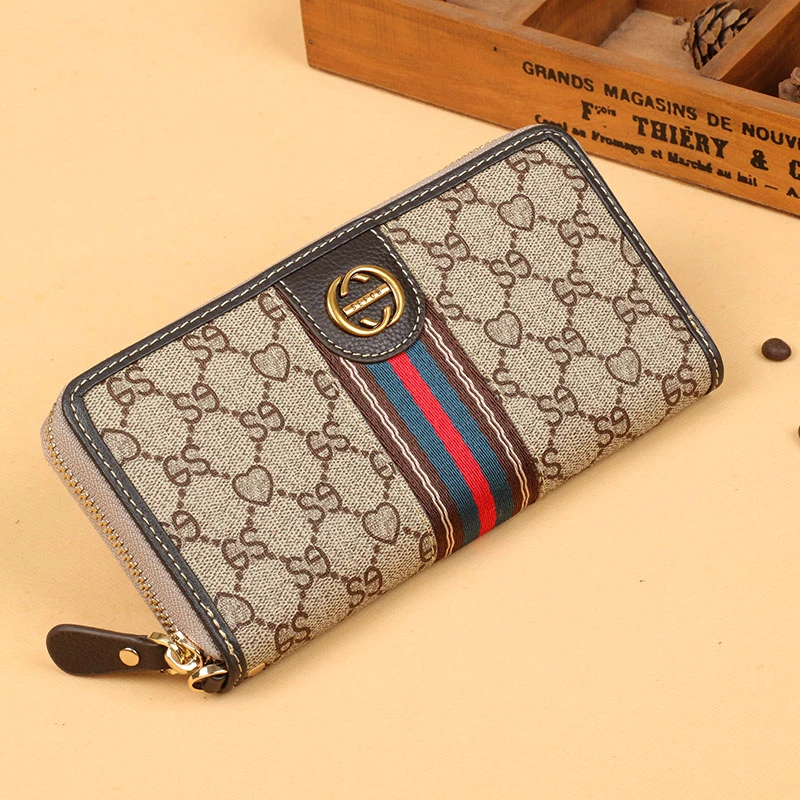 2025新款女士印花拉链长款学院风简约钱包ins网红复古潮流手拿包