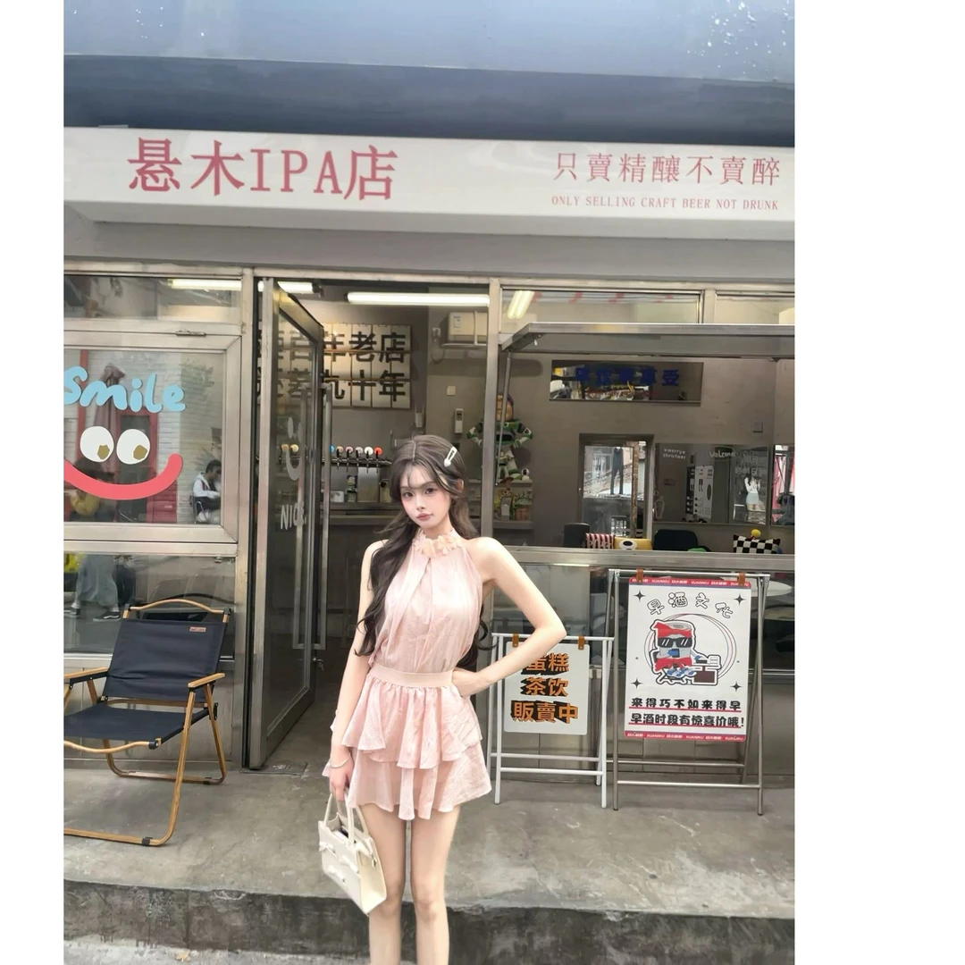 美野梨梨 蜜桃花漾！颜色超美粉色套装裙两件套