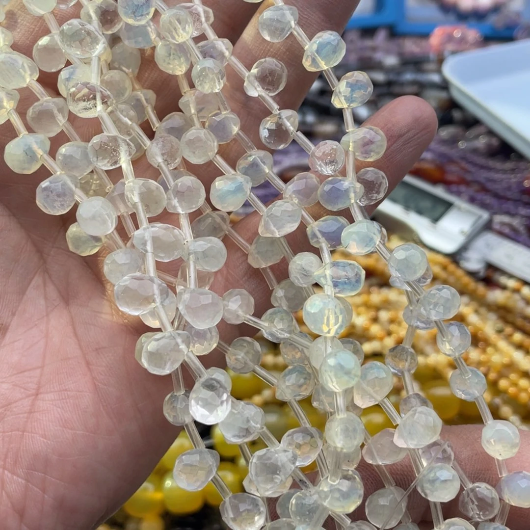 玛瑙/玉髓珠宝半成品未镶嵌一条装9*7蛋白石切面雨滴