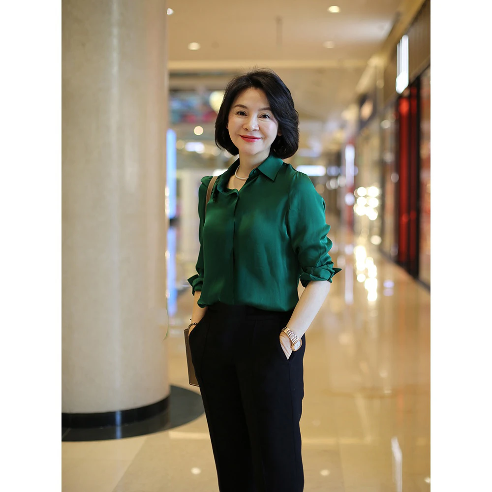 woshimojie 绿宝石 6A级桑蚕丝19姆米弹力双乔夏通勤衬衫