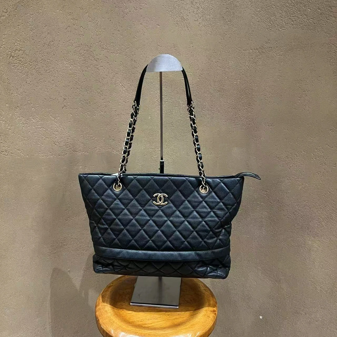 95新 Chanel/香奈儿 舍得 Chanel 黑金小tote链条包