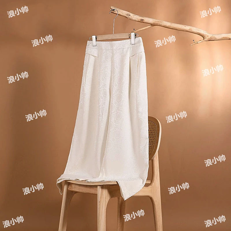 006新中式提花高腰休闲裤高档直筒百搭气质女士阔腿裤