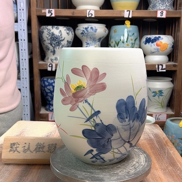 陶但盆青花荷花陶瓷