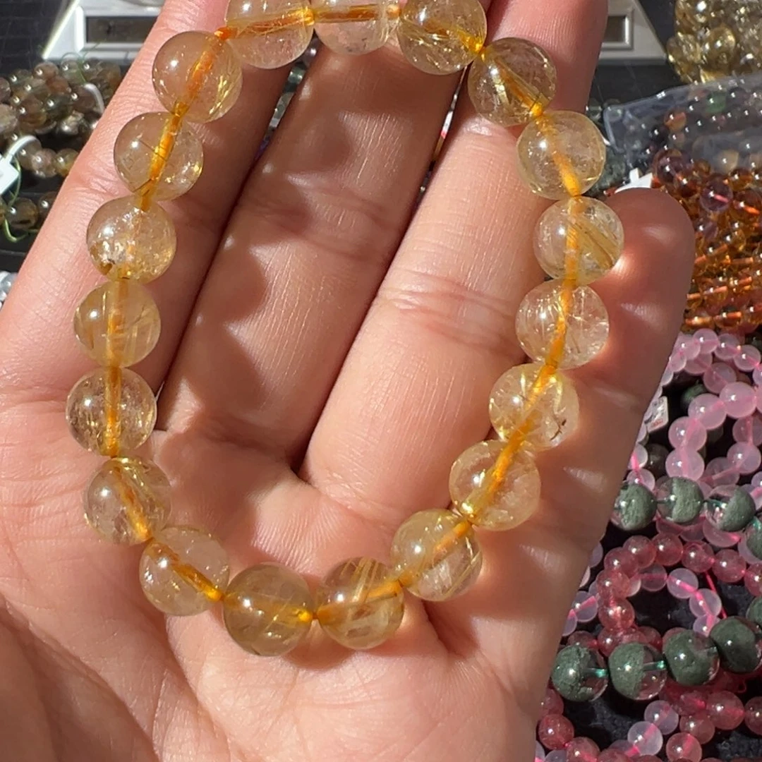 水晶手链未镶嵌9.4mm天然钛晶手串