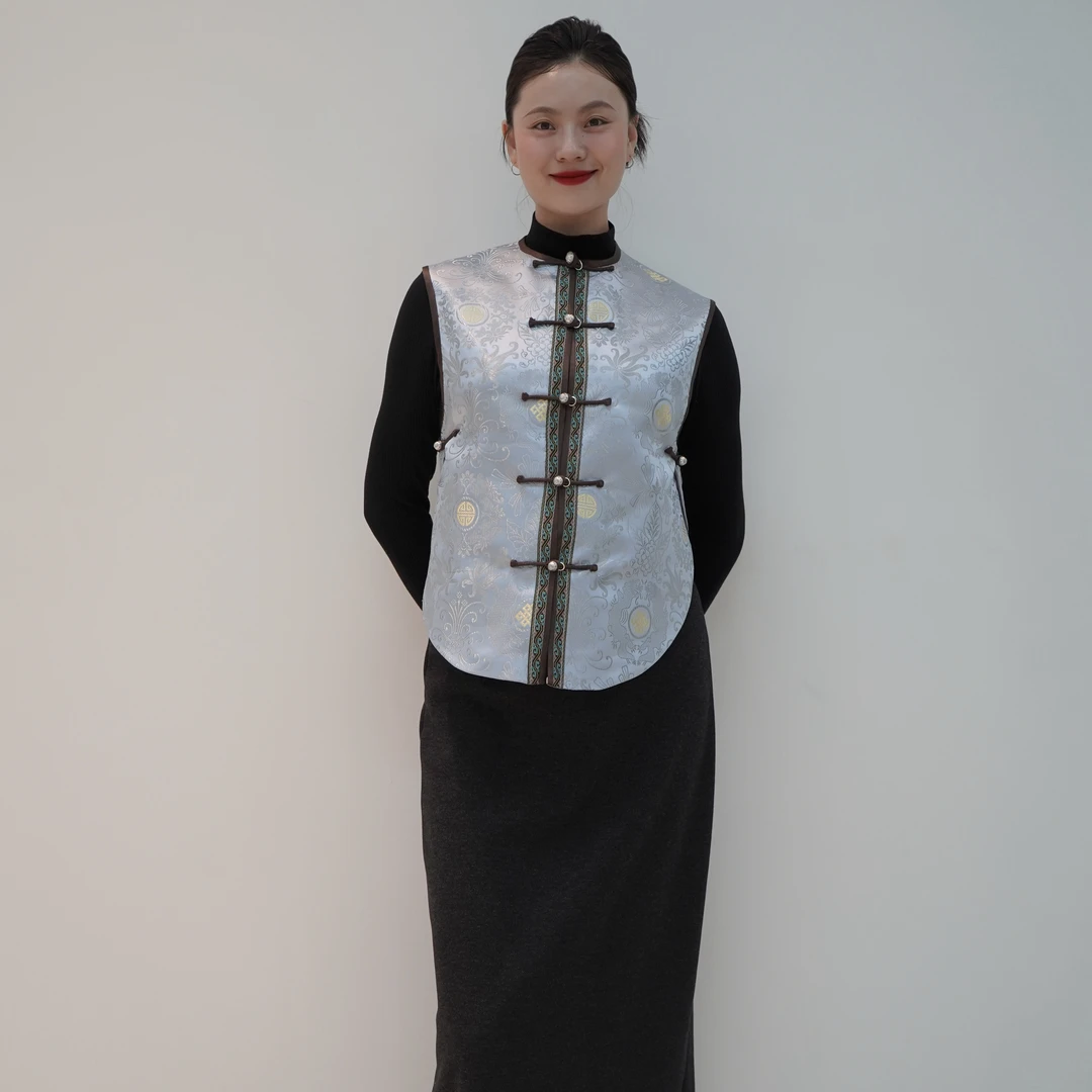 民族风织锦缎蒙古族马甲