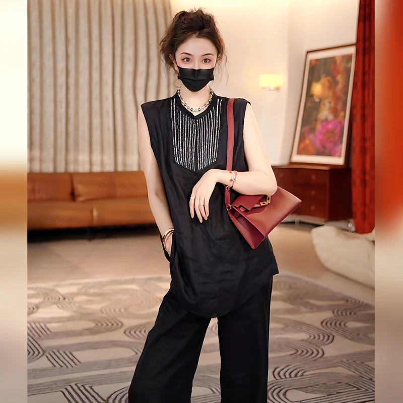 【Linda姐高端线】新款时尚气质休闲内搭亚麻女士背心AS5SDD0467