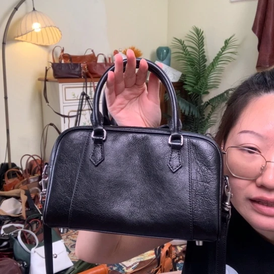 进口头层牛皮女包