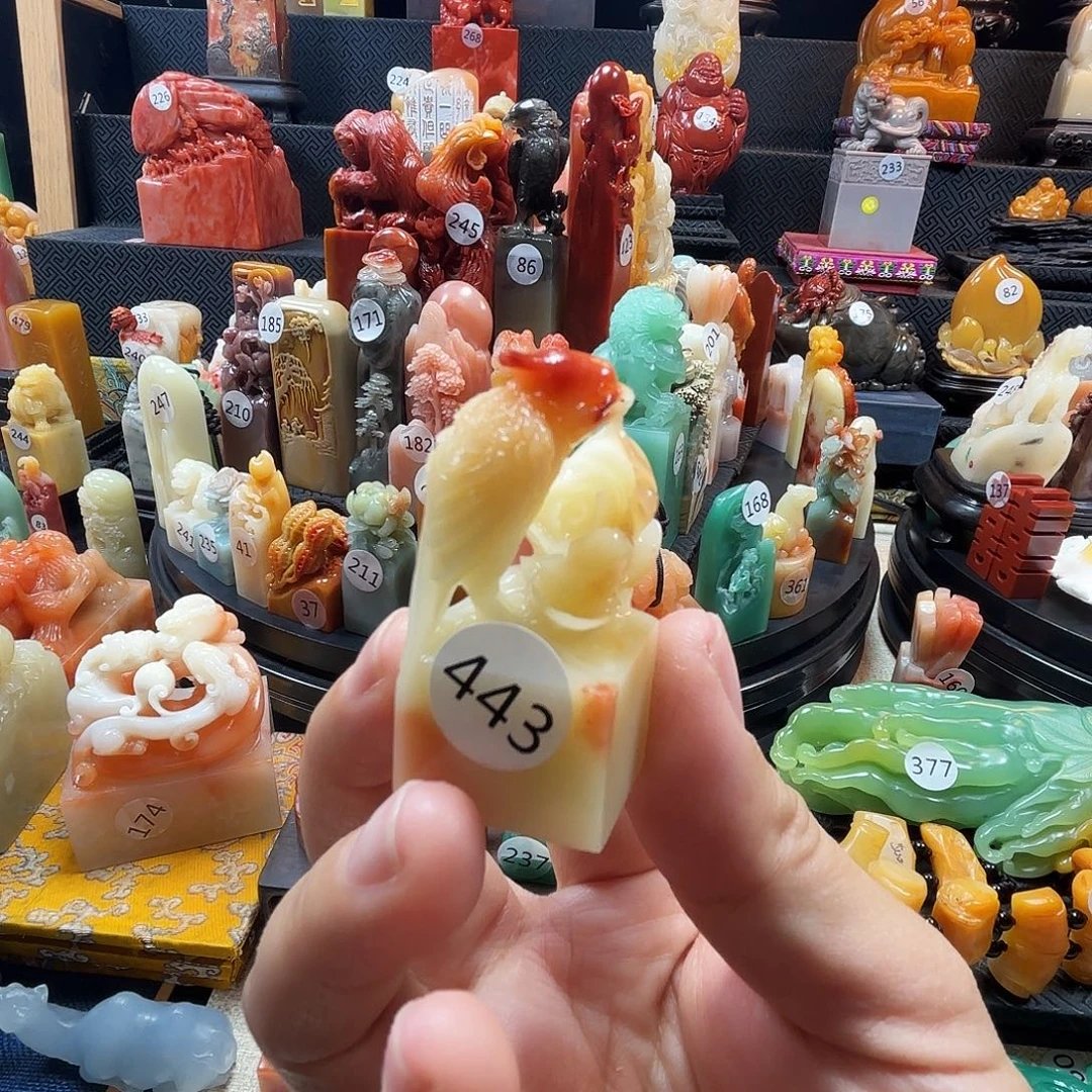 印石寿山石牡丹喜鹊