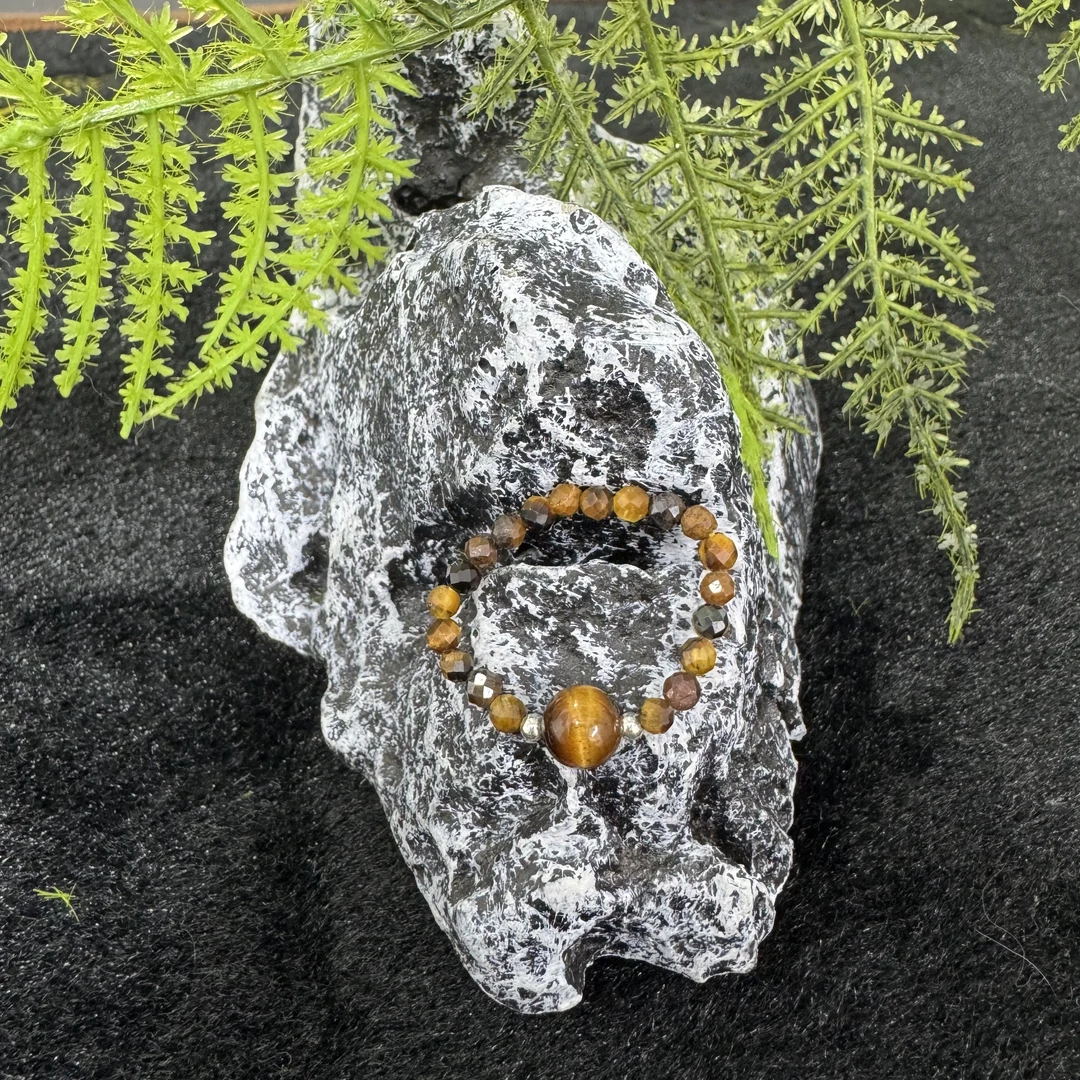 老老朱珠宝251211030-DIY虎眼石戒指单珠约2.5/6mm