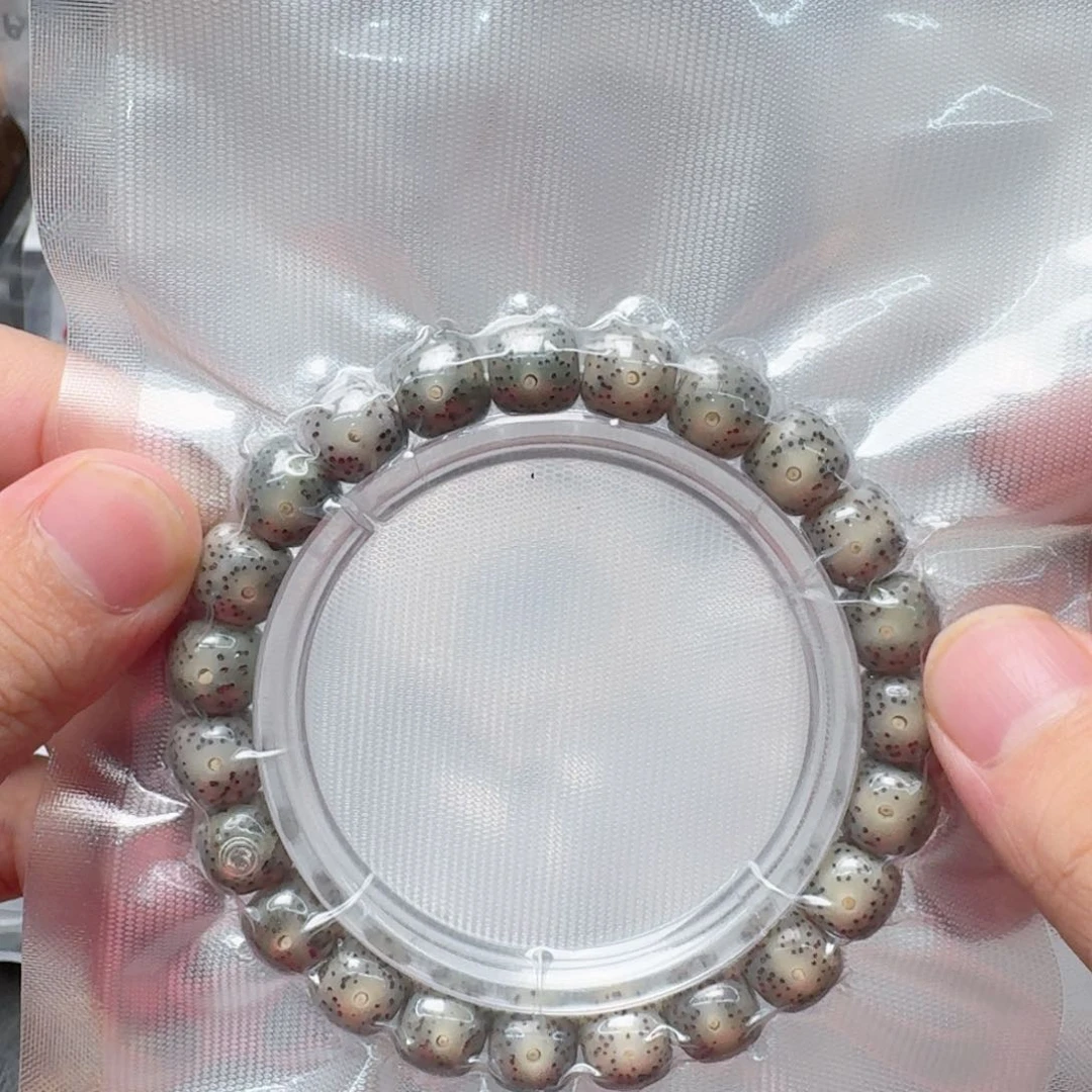 星月菩提手串银标10石玉料