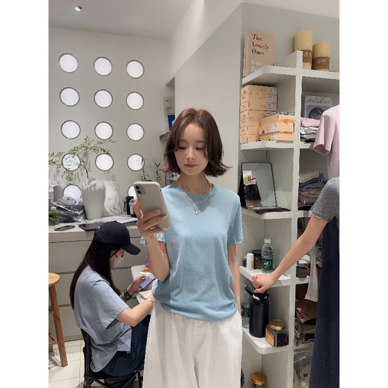 9494#闰熙#定制泡菜国定制棉~轻薄又透气显瘦短袖T恤(福利)