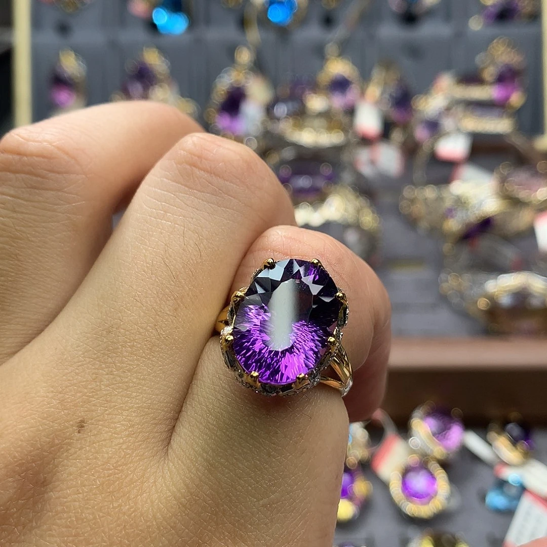 银S925镀金镶嵌戒指水晶皇冠款