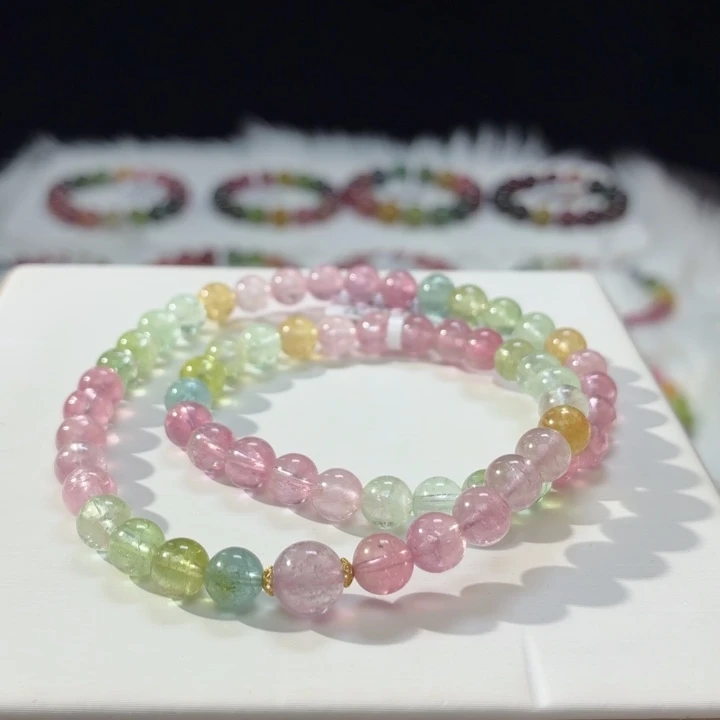 碧玺未镶嵌手链6.6mm±