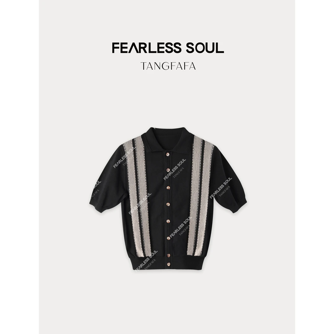 TFF X FS 2025 早春撞色针织条纹Polo领短袖毛衣 825FM002 -