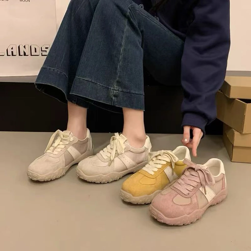德训鞋女鞋平底2025新款爆款春夏季百搭拼色阿甘鞋休闲运动板鞋