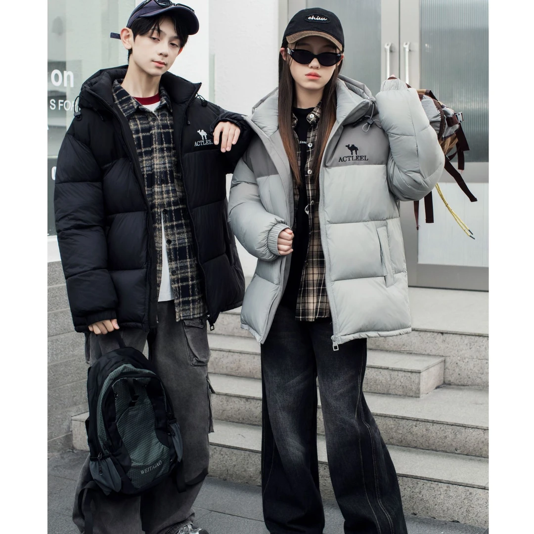 冬季户外加厚保暖短款连帽棉服面包服男女同款棉服外套