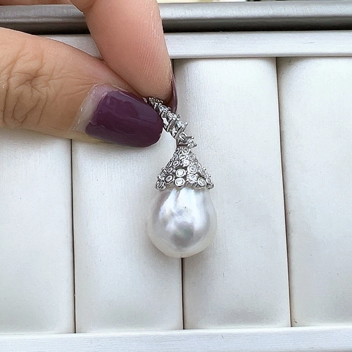 海水珍珠银S925镶嵌颈饰