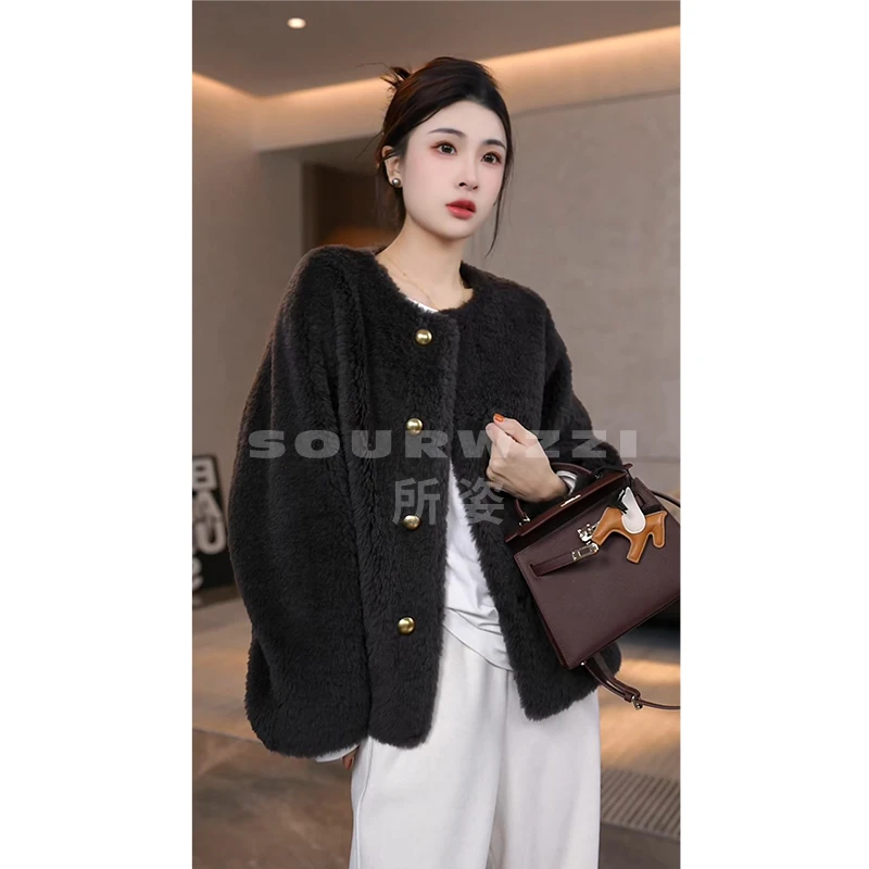 SOURWZZI/所姿100%羊毛新款简约加厚休闲女士羊毛外套SZ-25718