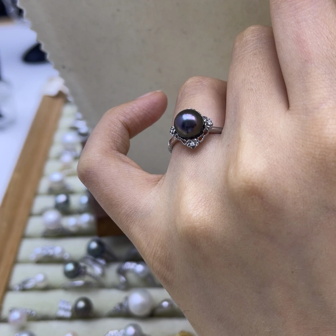 海水珍珠银S925镶嵌戒圈