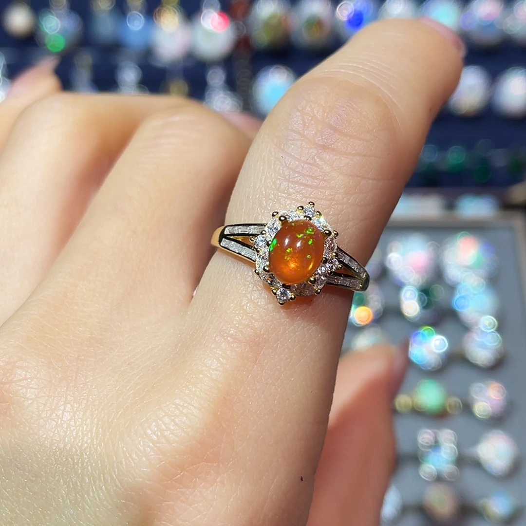 ****子欧泊银S925镶嵌戒指