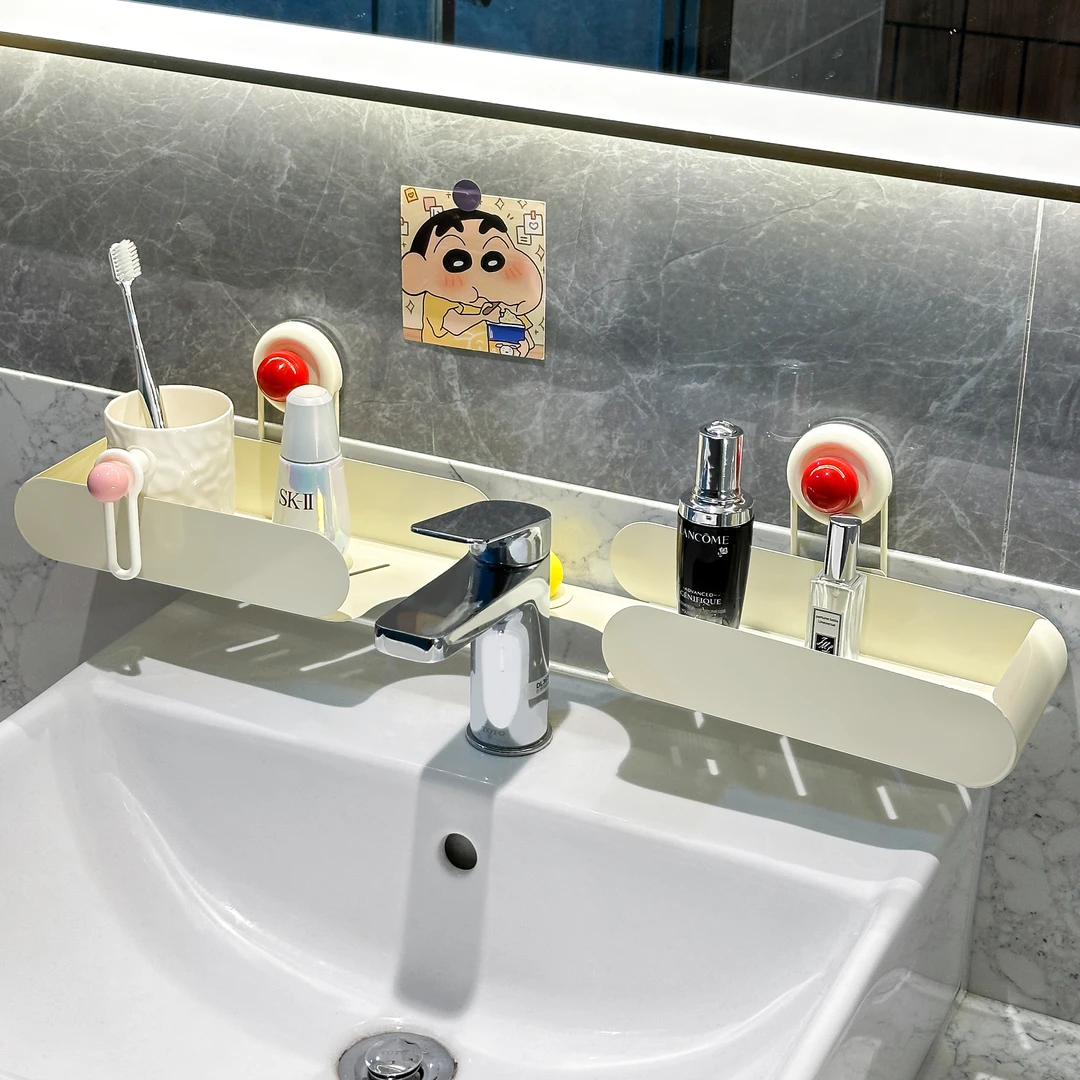 卫生间水龙头置物架浴室免打孔无痕厕所壁挂洗手洗漱台转角收纳架
