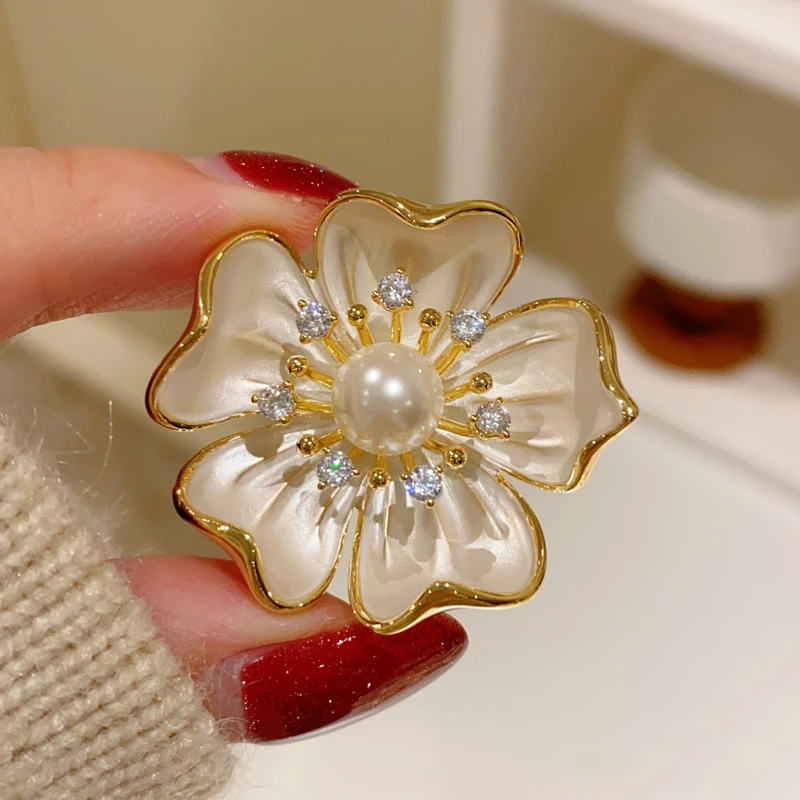 铜胸针 超美法式复古小香风山茶花胸针胸花高档精致花朵西装