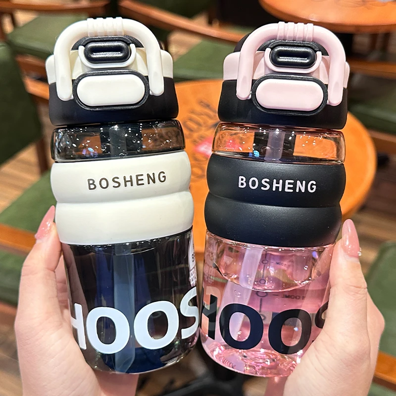 运动水杯夏季耐高温吸管杯学生双饮杯便携直身杯上学专用防摔杯子